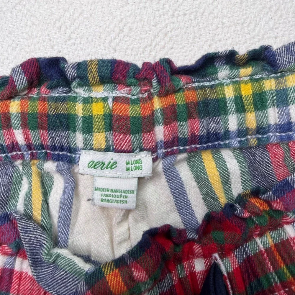Aerie Womens Plaid Flannel Pajama Pants Joggers Red Green M Long 8812273099